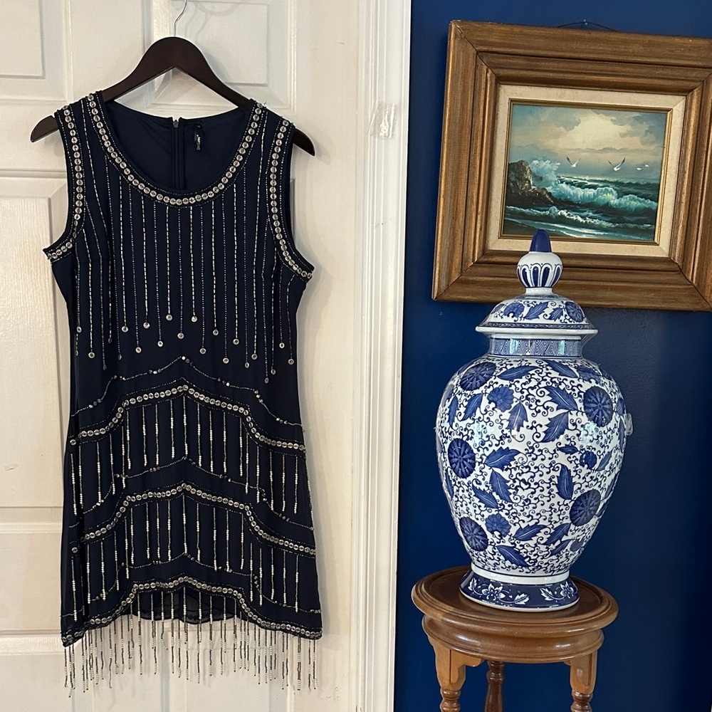 Women’s Live2Love Blue Sequin Flapper Style Dress Size 14
